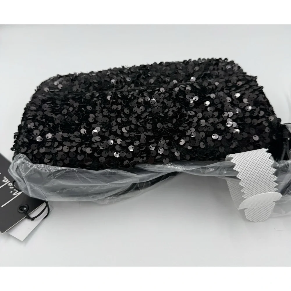 Nicole Miller Black‎ Sequin Shoulder Bag NWT Evening Party Crossbody Adjustable